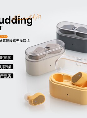 水月雨Pudding布丁TWS入耳式耳机真无线蓝牙6.0实时ANC主动降噪豆