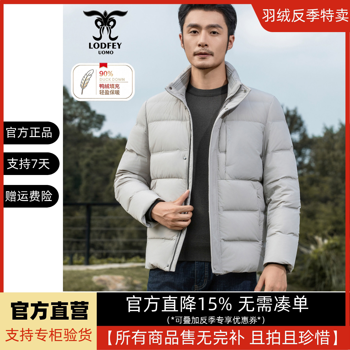 龙达飞新品【专柜同款】青年男士冬季简约百搭立领羽绒服DT16613