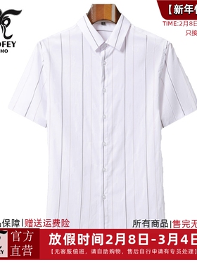 龙达飞2024新款青年男士夏季商务休闲百搭条纹短袖衬衫M18309B1