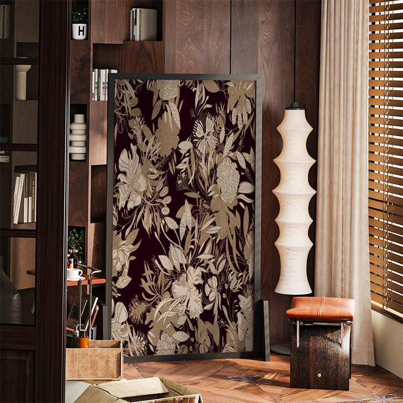 美式法式混搭风实木屏风隔断墙装饰客厅玄关背景遮挡抽象移动座屏