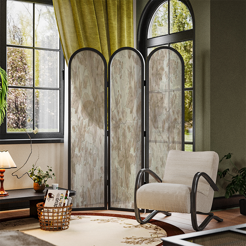 美式法式复古艺术实木屏风隔断墙装饰客厅玄关遮挡小户型移动折屏