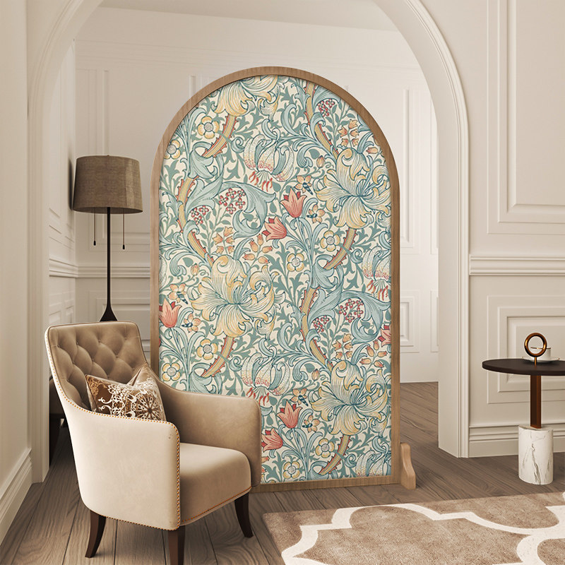 现代简约美式移动屏风隔断民宿玄关客厅欧式实木装饰艺术定制座屏