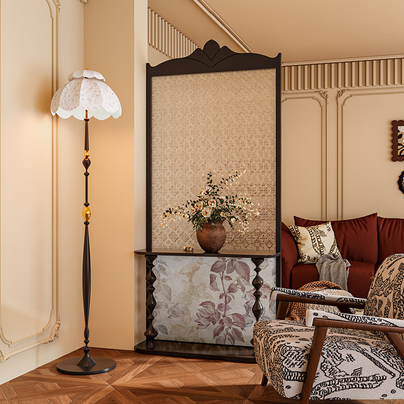法式混搭风抽象海棠玻璃实木屏风隔断客厅玄关置物架装饰移动座屏,住宅家具,座屏,淘宝优惠券,粉丝福利购,淘宝优惠卷