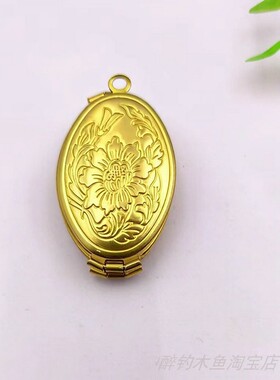 纯铜四开椭圆相盒可放照片