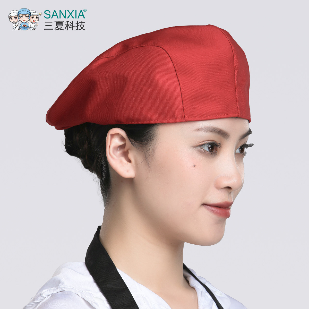 厨师帽子鸭舌帽服务员贝雷帽男女酒店厨房火锅店快餐厅工作帽