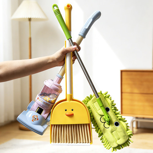 儿童过家家玩具小黄鸭扫帚拖把布簸箕宝宝吸尘器扫把益智玩具套装