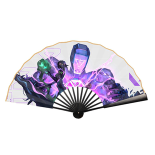 无畏契约游戏周边贤者霓虹黑梦芮娜壹决钢索新款绢布折扇子定制