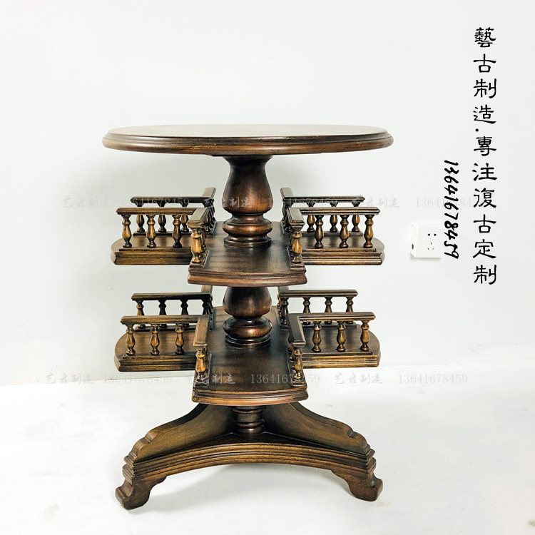 老上海北欧小户型实木茶几圆形原创设计桌子罗马柱阳台家具定制