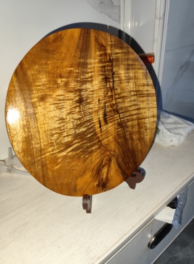 金丝楠木水波纹圆盘实木工艺礼品摆件木制品手工制作礼品家居饰品
