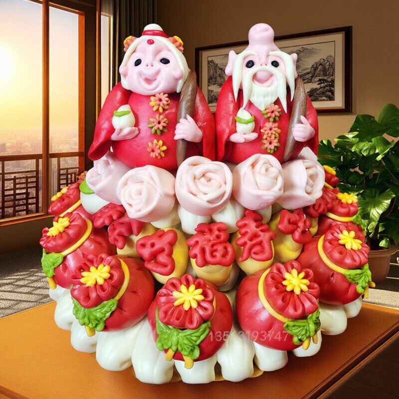 胶东花饽饽老人寿桃礼物生日蛋糕
