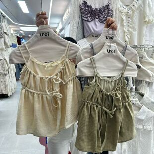纯欲风系带吊带背心女2026夏季韩版宽松叠穿甜美减龄两件套上衣