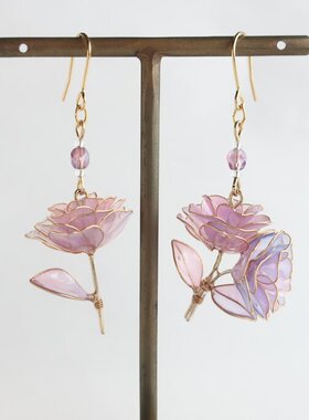 豆记造花液手作浸渍女耳钉