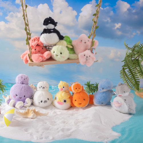 海洋家族亲子贴贴挂件毛绒挂件卡通小动物海洋馆装饰纪念礼品娃娃