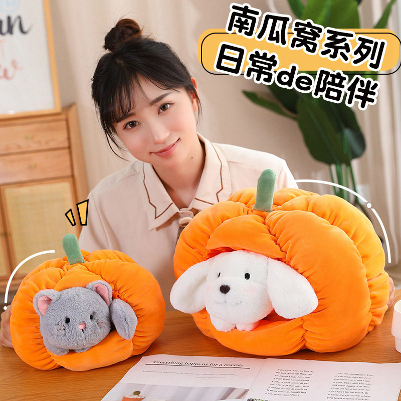 创意网红偶南瓜窝毛绒玩具公仔狗窝猫舍玩儿童男女生娃娃生日礼物图片