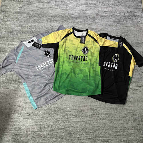 跨境新款Trapstar男士足球运动T恤 Football渐变jersey短袖球衣潮