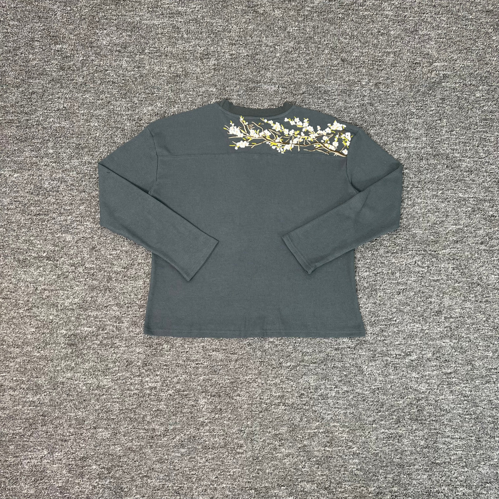 新款灰色欧美derschutze blossom德式花刺绣高品质t恤男长袖上衣