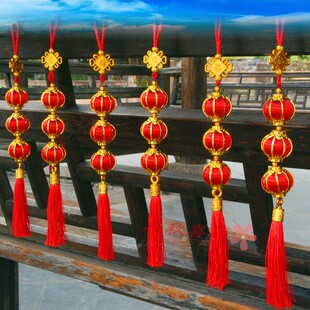 热销丝线小红灯笼钱袋包新年植物盆景中国结小灯笼挂件喜庆用品