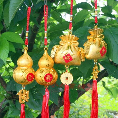 金色葫芦福袋小挂件镀金塑料植物盆景装饰喜庆用品乔迁新房新年 - 封面