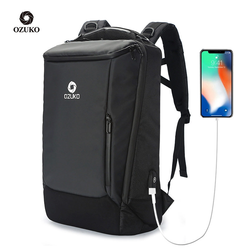 ozuko/健能商务后背包男款户外多功能旅行包袋防水大号电脑双肩包
