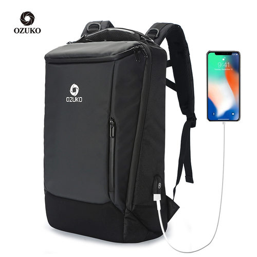 ozuko/健能商务后背包男款户外多功能旅行包袋防水大号电脑双肩包
