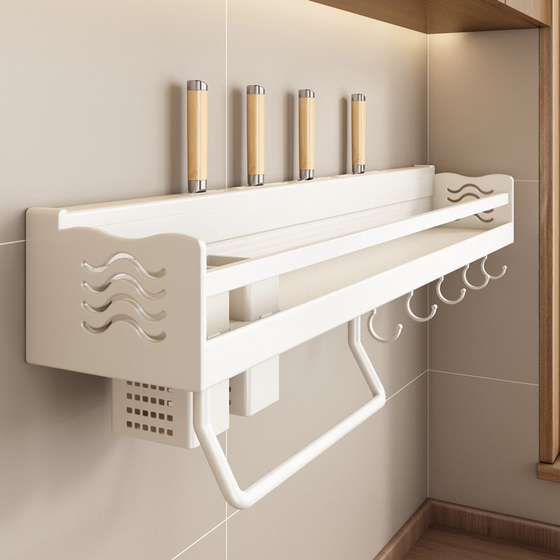 厨房置物架白色墙上收纳多功能调料调味品免打孔家用挂架壁挂刀架