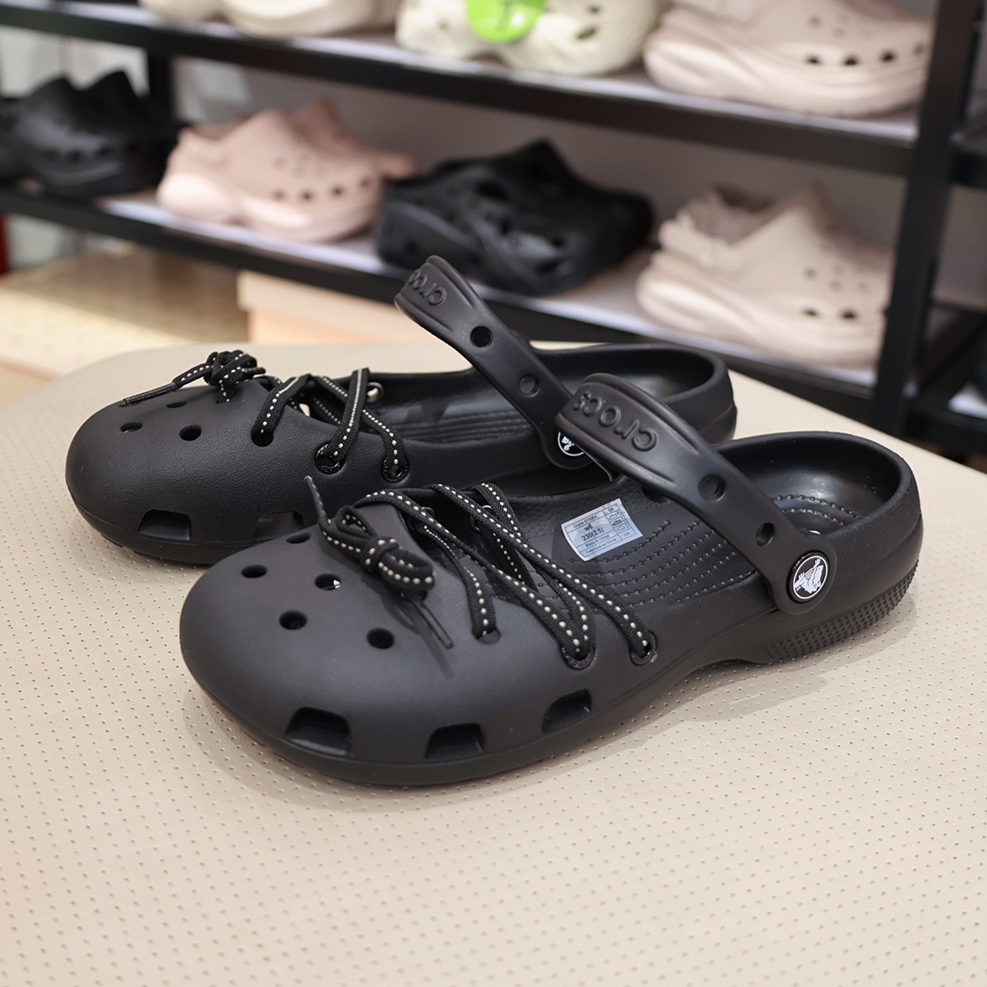 Crocs洞洞鞋卡骆驰女鞋经典细带芭蕾一脚蹬沙滩平底凉拖鞋215964