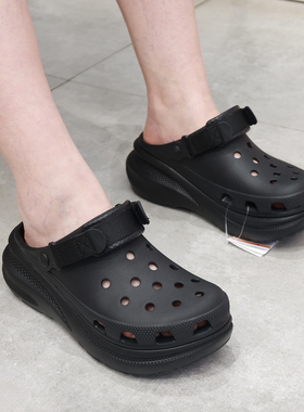 Crocs洞洞鞋卡骆驰26新款动感泡芙Clog厚底沙滩男女凉拖鞋213448