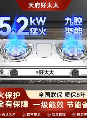 家用双灶猛火燃气灶带熄火保护