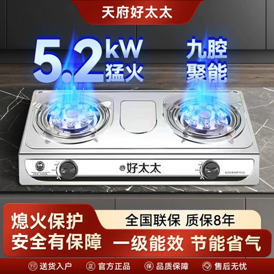 家用双灶猛火燃气灶带熄火保护
