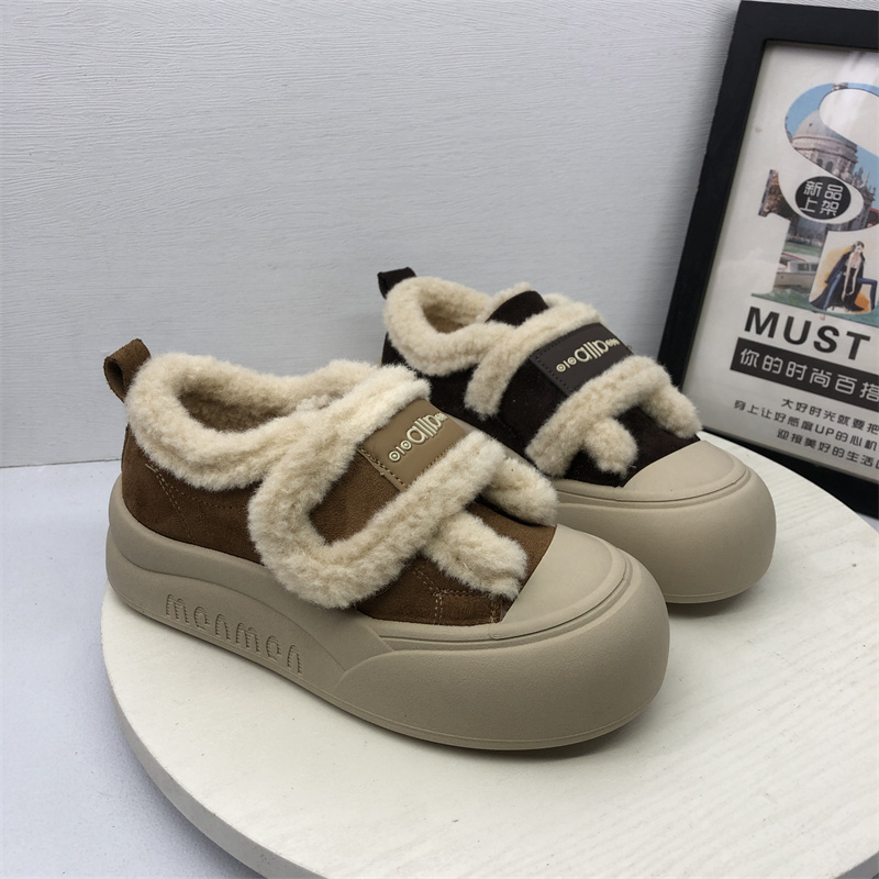 魔术贴厚底面包鞋女秋冬加绒