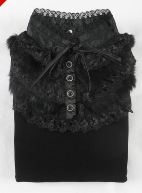 金狐狸女士蕾丝花边中高领保暖衣 秋冬纯色中年内衣加绒加厚套装