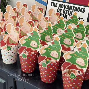 饰插件可爱狗狗杯子糖果饼干苹果包装 圣诞节网红蛋糕装 手提袋 包邮