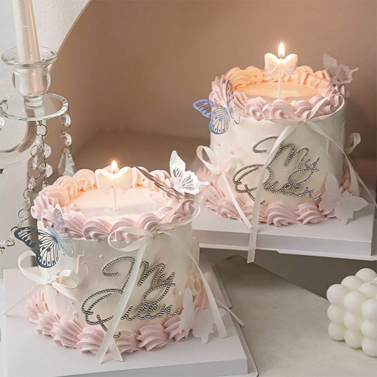 网红3.8妇女节女王女神烘焙蛋糕装饰插件水钻MY Queen蝴蝶结蜡烛