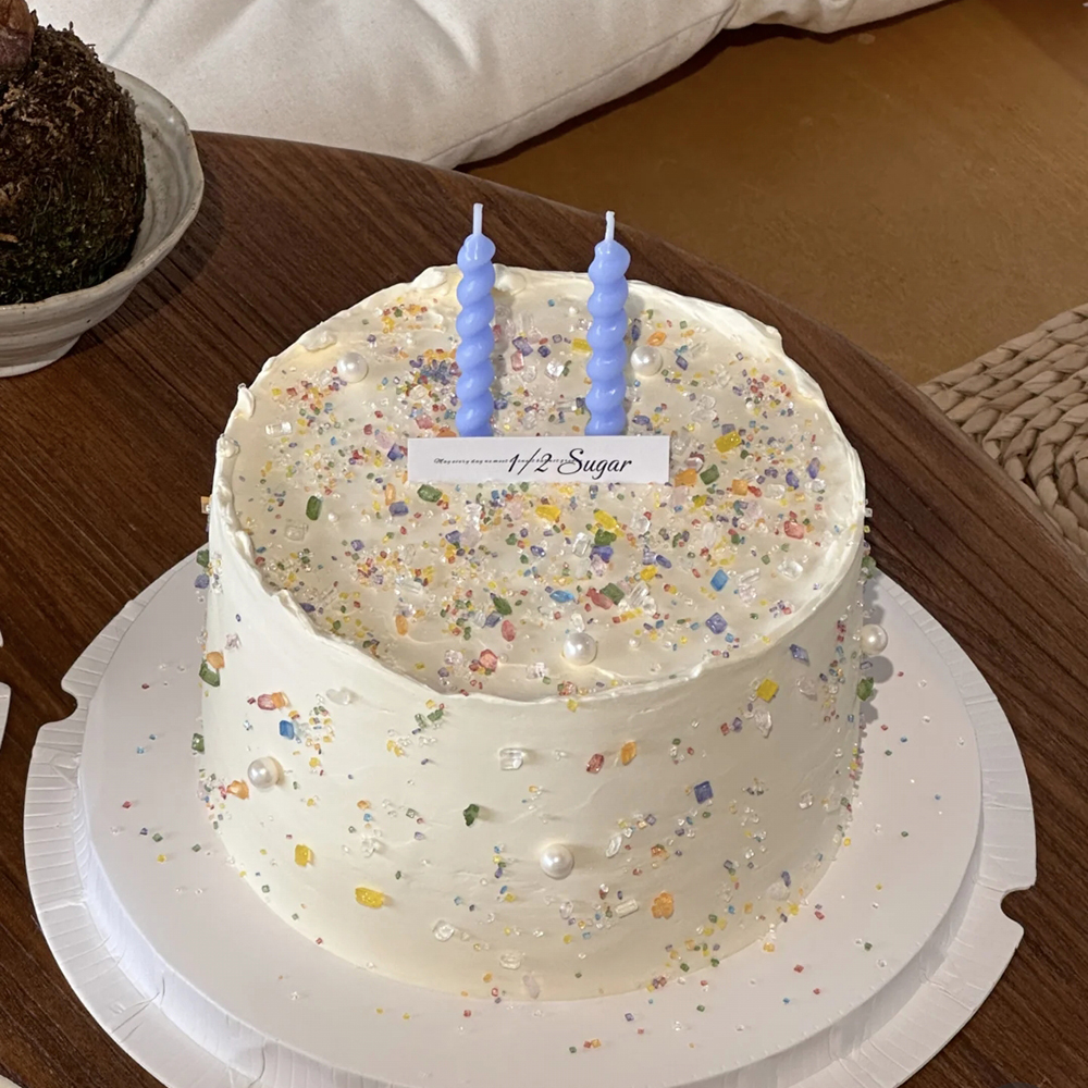 网红烘焙蛋糕装饰摆件砂糖彩色钻缤纷糖宝石生日甜品蛋糕螺纹蜡烛