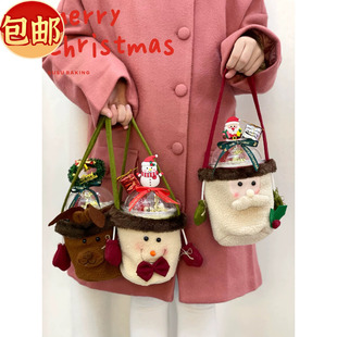 饰圣诞老人雪人麋鹿手提袋包奶油桶蛋糕杯平安夜包装 圣诞节装 包邮