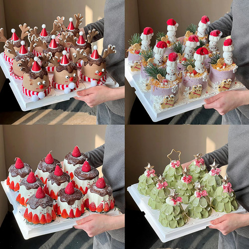 韩国圣诞节烘焙蛋糕装饰摆件ins风网红卡通迷你帽子围巾麋鹿插件