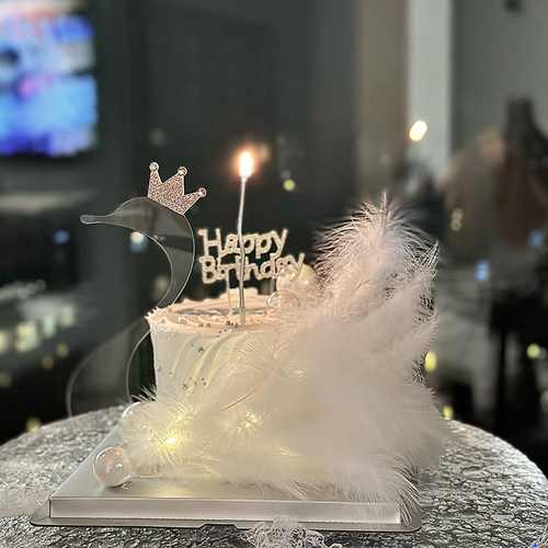 抱抱酱白天鹅蛋糕装饰摆件钻石皇冠亚克力女神小仙女生日插牌插件