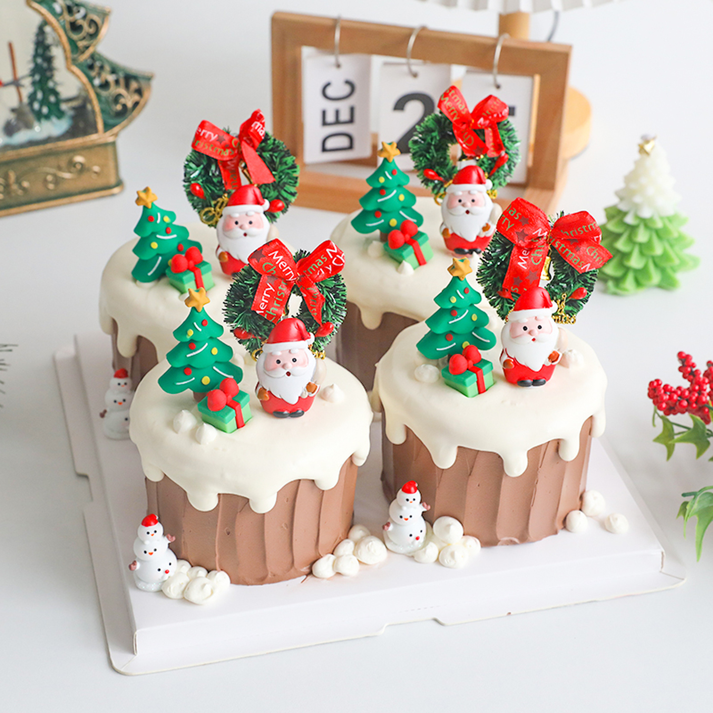 烘焙蛋糕装饰圣诞树圣诞老人软胶蛋糕装饰MerryChristmas甜品插件