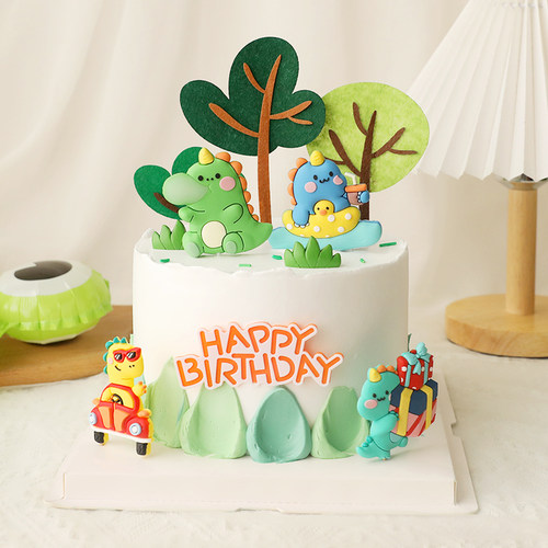 恐龙蛋糕装饰摆件插件烘焙软胶卡通可爱小恐龙男孩生日派对甜品