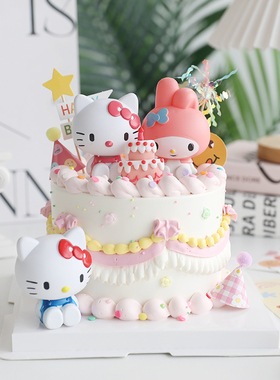网红kt猫公主生日蛋糕装饰摆件粉色女孩宝宝美乐蒂烘焙配件