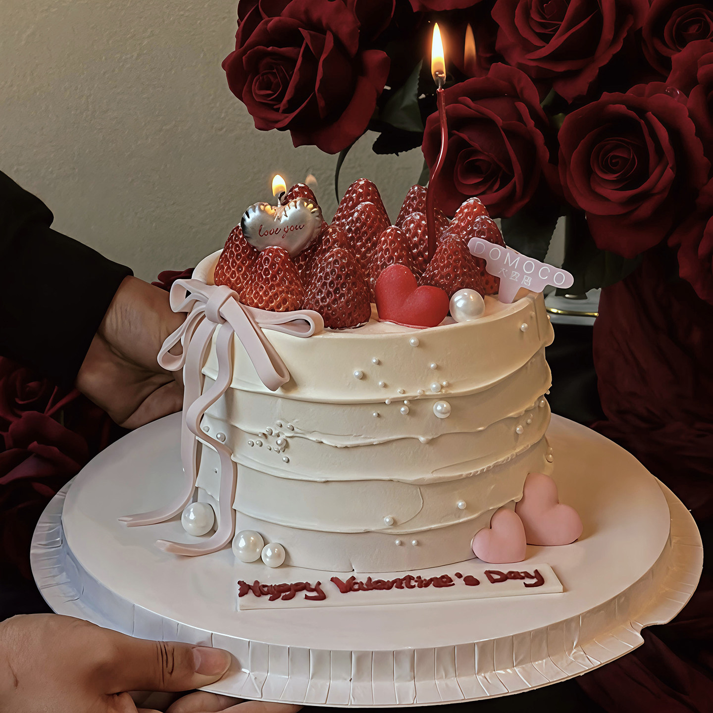 包邮2.14情人节蛋糕装饰插件银色爱心loveyou蜡烛爱心表白