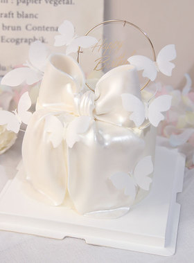 烘焙蛋糕装饰摆件网红糯米纸蝴蝶干佩斯大蝴蝶结唯美翻糖铁艺插件