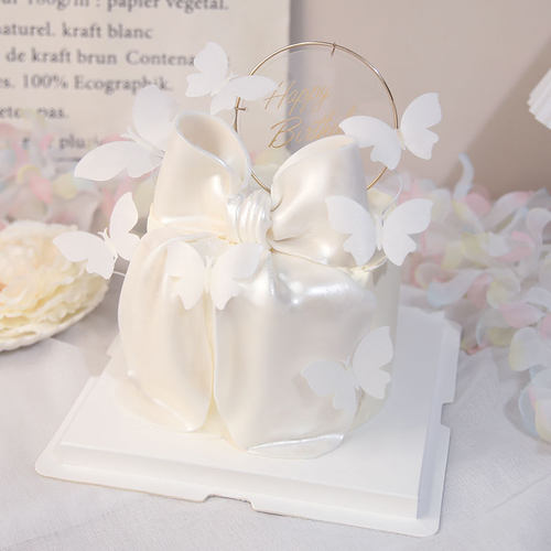 烘焙蛋糕装饰摆件网红糯米纸蝴蝶干佩斯大蝴蝶结唯美翻糖铁艺插件