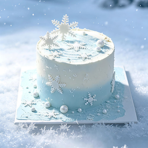 包邮网红圣诞节冬季氛围蛋糕装饰可食用成品翻糖大小雪花片插件