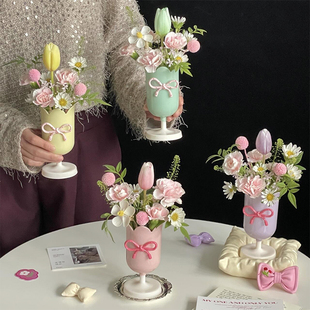 网红母亲节郁金香妈妈烘焙蛋糕装饰蝴蝶结干杯杯子花盒手提袋插件