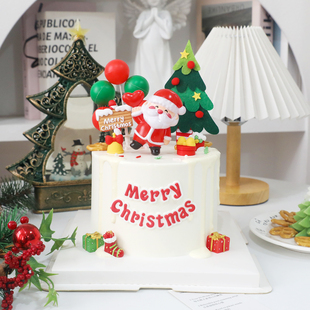 圣诞节MerryChristmas圣诞老人圣诞树网红烘焙蛋糕装饰插件插卡