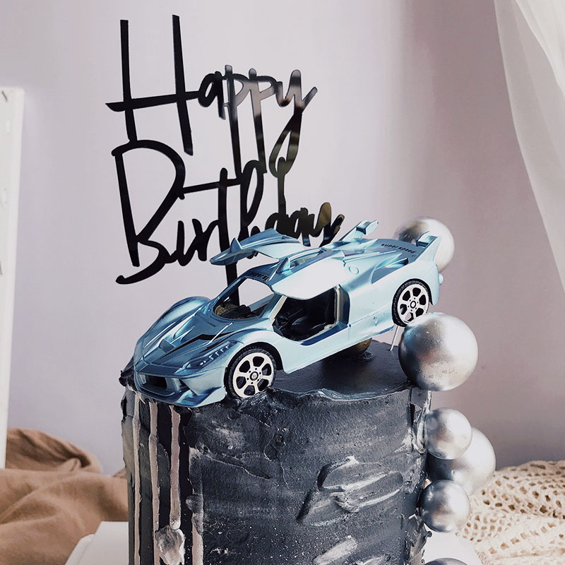 烘焙蛋糕跑车超跑摆件男孩生日派对甜品台帅气蛋糕装扮插卡汽车