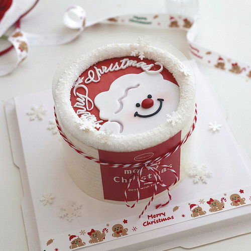 佳妍圣诞节网红烘焙蛋糕装饰摆件Merry Christmas贴纸红白丝带
