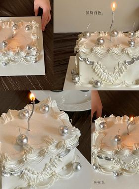包邮ins风网红韩国金银色樱桃蜡烛烘焙蛋糕装饰浪漫水果生日插件