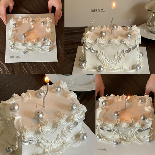 包邮ins风网红韩国金银色樱桃蜡烛烘焙蛋糕装饰浪漫水果生日插件